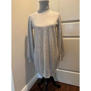 Barney's Co Op Turtleneck Beige Gray Melange Cashmere Blend Long Sweater SZ L